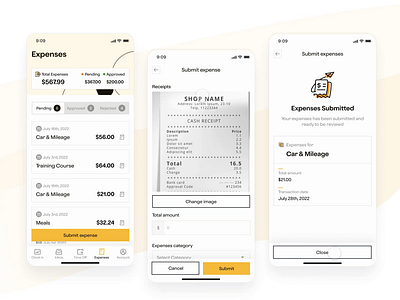 Paie Mobile - Submit Expense app crm employee expense hr hrm management mobile payroll reimbursement saas salaries ui ux workforce