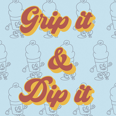 Grip it and Dip it - Ice Cream Shop branding mascot retro