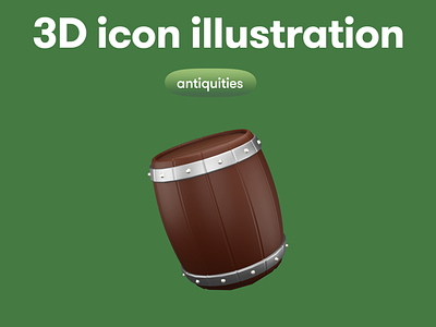 Antiquities 3D icon - barrel 3d 3d icon 3d illustration 3d object barrel