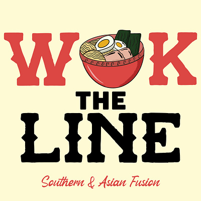 Wok The Line - Southern Asian Fusion branding design illustration restaurant