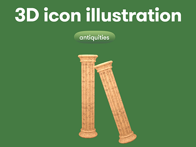 Antiquities 3D icon - columns 3d 3d icon 3d illustration 3d object column