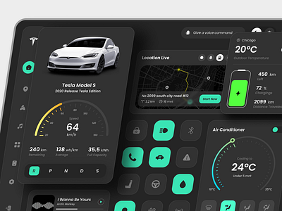 Tesla - Tesla Car Dashboard assistant car dashboard car website dashboard dashboard design electric car maps navigation tesla tesla car tesla dashboard ui design website