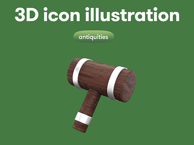 Antiquities 3D icon - hammer 3d 3d icon 3d illustration 3d object hammer