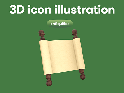 Antiquities 3D icon - script 3d 3d icon 3d illustration 3d object script