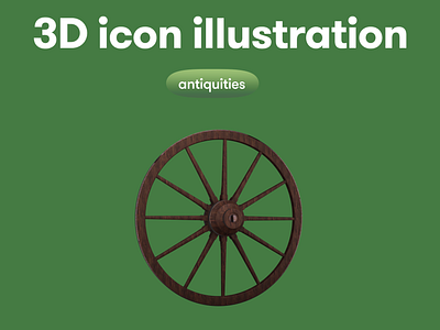 Antiquities 3D icon - wheel 3d 3d icon 3d illustration 3d object