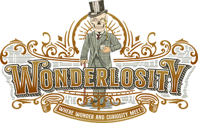 WONDERLOSITY logo design character gentleman gothic illustration logo retro skeleton skull victorian vintage