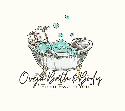 logo illustration Of oveja skin care bath cosmetic ewe illustration logo sheep victorian vintage