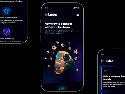 Gaming mobile website Ludeo app business conce concept corporate figma gaming landing page mobile website user interface ux webflow website design