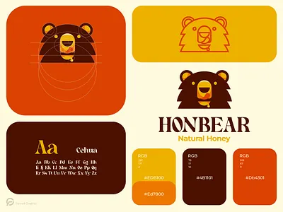 Honbear Logo bear branding clean corporate branding design golden ratio graphic design grid illustration logo logodesign mascot minimal modern popcolor presentation retro simple trend vector