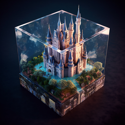 【Andy Pau - AI 作品】Disneyland World Cube - v1 3d ai ai art midjourney midjourney ai midjourney art