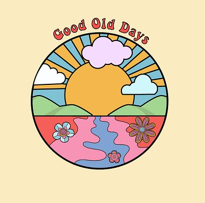 Good Old Days 60s graphic design hippie image logo psychadelic t shirt