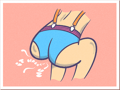Proper Toot Etiquette bottom bum butt buttock cheeks cute fanny fun gas illustration peach procreate retro