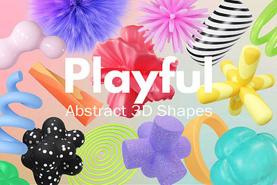 Playful Abstract 3D Shapes app branding design graphic design illustration logo typography ui ux vector