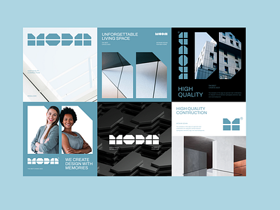 MODA® Interior Studio: Social Media agency brand branding brutalism design graphic design instagram interior interior design logo minimalist mockup social media