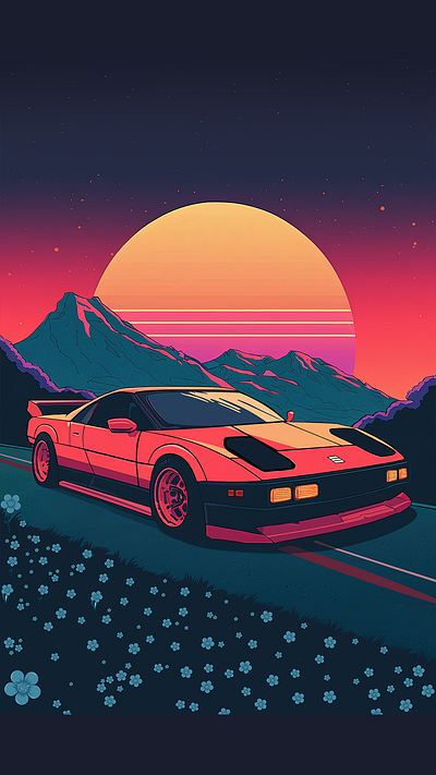 Nostalgic Roadtrip automotive art car art car illustration design digital art illustration japanese cars retrowave