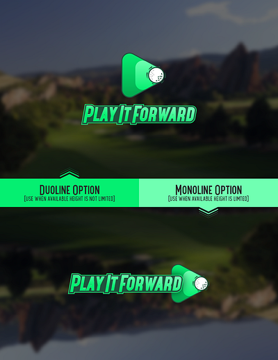 Play It Forward Charity Golf Event Logo bold branding golf green logo mint play play button sport