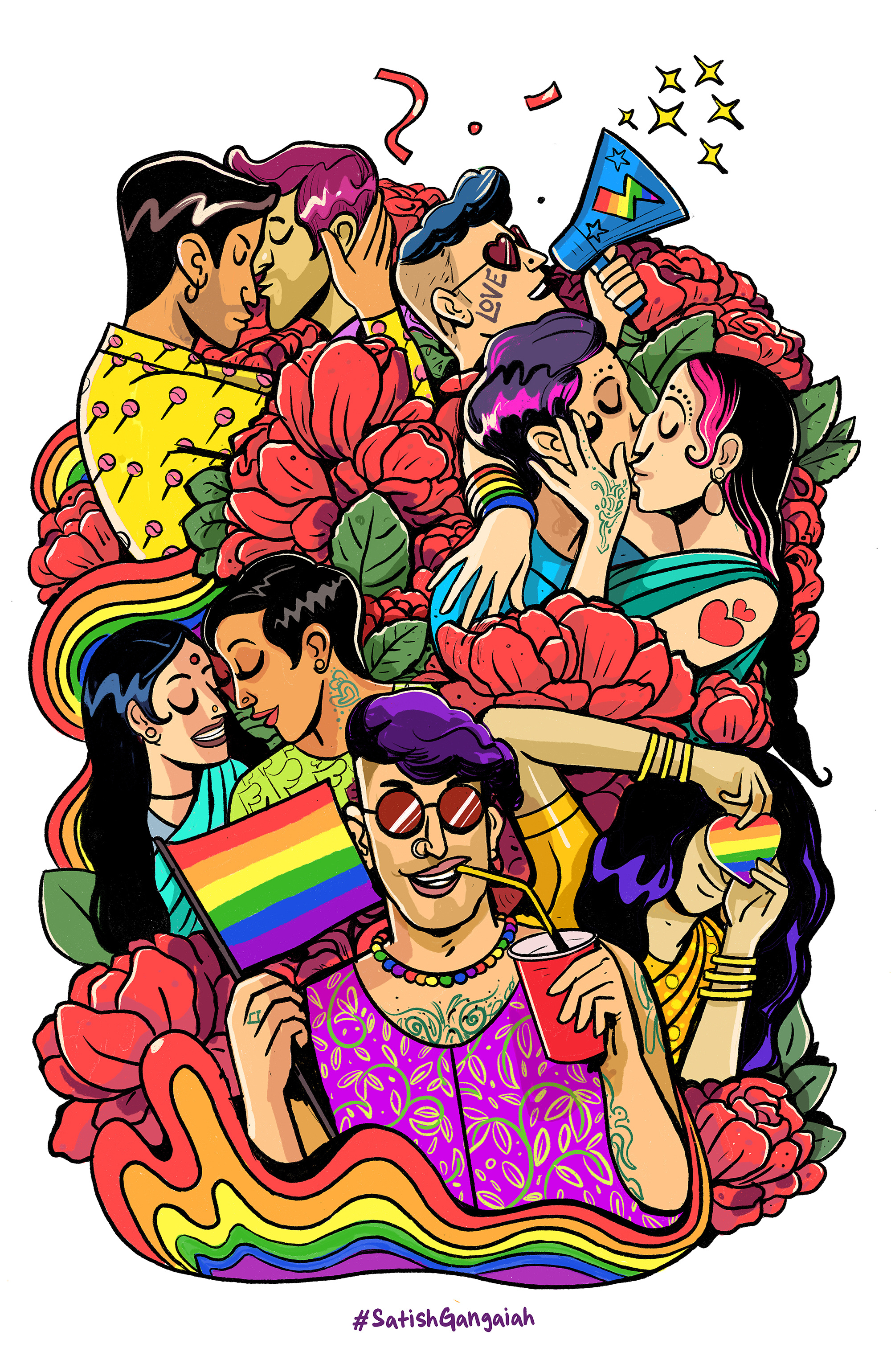 PRIDE illustration lgbt lgbtq pride pride month celebration satishgangaiah