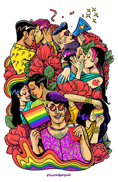 PRIDE illustration lgbt lgbtq pride pride month celebration satishgangaiah