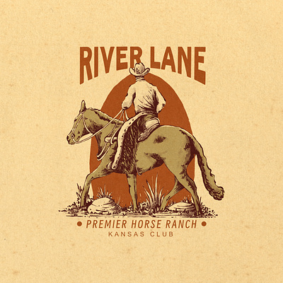 River Lane graphic design horse illustration logo ranch retro design vector vintage design western