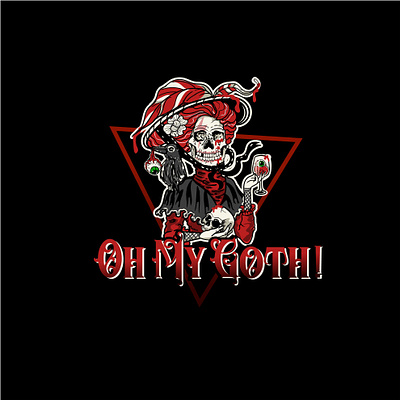Oh My Goth ! illustrative logo designs dark metal ghotic goth graphic design label lady skeleton skull victorian vintage