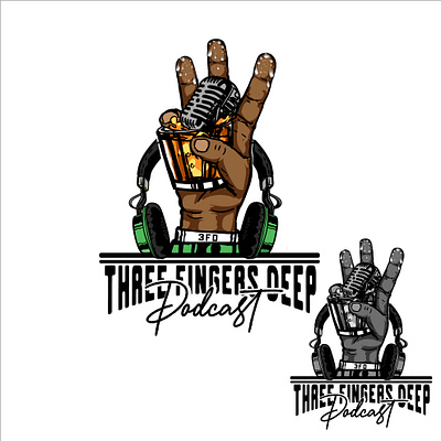 Three Fingers Deep Podcast art cover / logo album graphic design illustration logo music podcast scotch whiskey