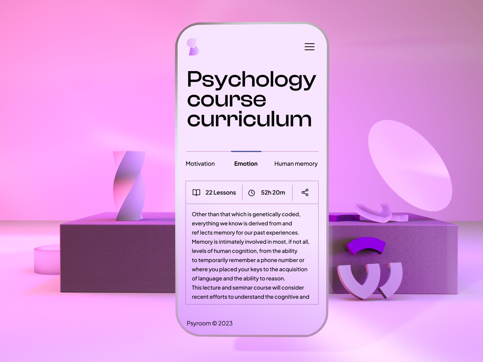 Psychology Education app 3d animation app branding concept design education illustration logo motion graphics ui ux