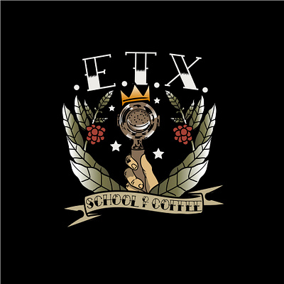 E.T.X School of Coffee logo academy coffee graphic design illustration jerry logo retro sailor school tattoo