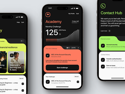 Modern Security Measures - Finance App app banking dark theme design design challenge designer features finance finance app finance security mobile app product design security security features security measures ui ui design ux vibrant colors