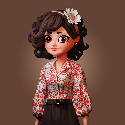 Cute Stylized Girl 3D Model 3d 3d female 3d girl 3d illustration 3d stylized blender cute cute cartoon flower girl portrait stylized