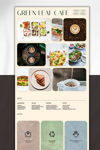 Cafe Bento Grid Website aesthetic app bento bento grid branding cafe coffee shop design eco friendly graphic design grid illustration local logo sandwich shop shop store typography ui ux