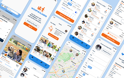 WoofWalkers: Dog Walking App Case Study design system mobile app typography ui
