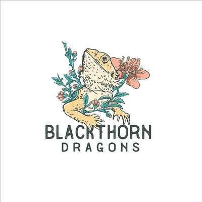 Blackthorn Dragons botanical design dragon flower handdrawing illustration logo reptil sketch vintage