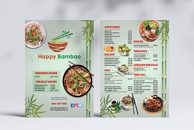Happy Bamboo Menu Design restaurant menu template