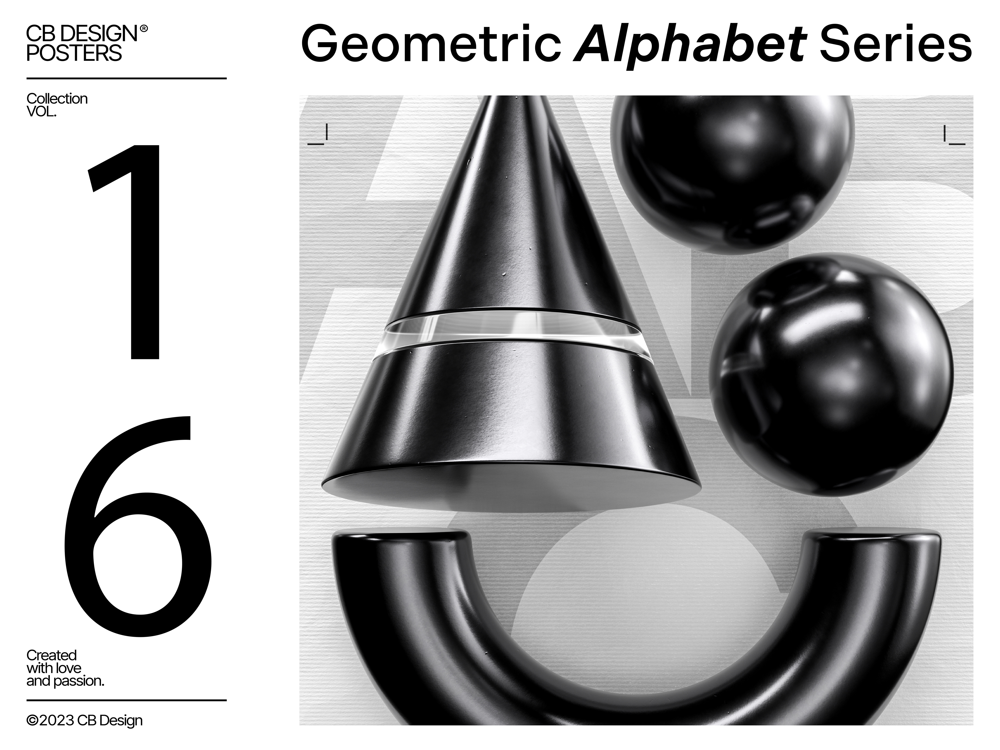 Poster Collection VOL.16 abstract alphabet c4d cinema4d geometric layout logo poster redshift shapes simpleshape typography