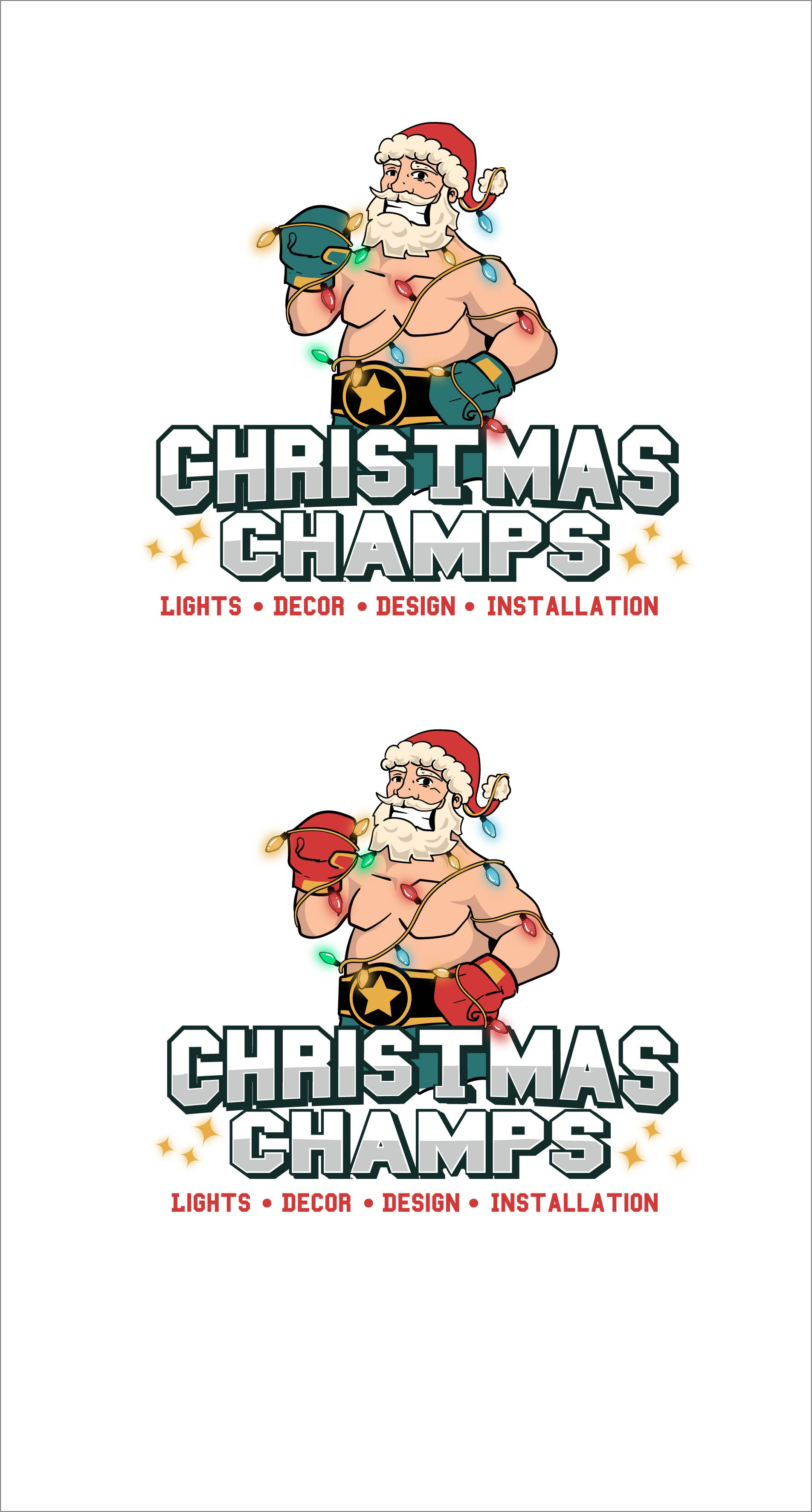 Christmas Champs boxing character christmas illustration logo mascot santa santa claus