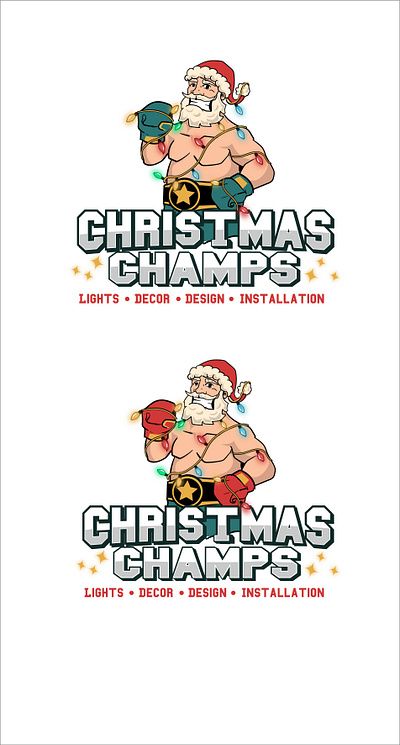 Christmas Champs boxing character christmas illustration logo mascot santa santa claus