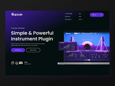 SaaS Website Landing Page - Dark Mode UI Homepage Web Design dark ui