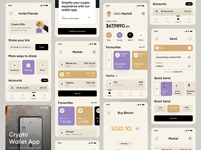 Crypto Wallet App UI app bitcoin buy crypto crypto app cryptocurrency design ethereum illustration ios app mobile ofspace sale transfer wallet wallet app
