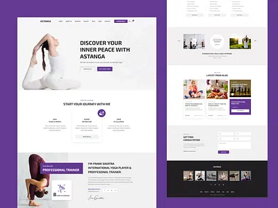 ASTANGA - Health, Yoga and Lifestyle Web Design business clean coaching creative design diet plan fitness graphic design health coach holistic life coach logo mentor nutrition therapist trainer ui ux wellness yoga
