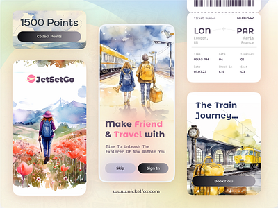 JetSetGo - Travel App app art booking branding color design exploration flight illustration minimal painting ticket booking travel trip ui ux vector