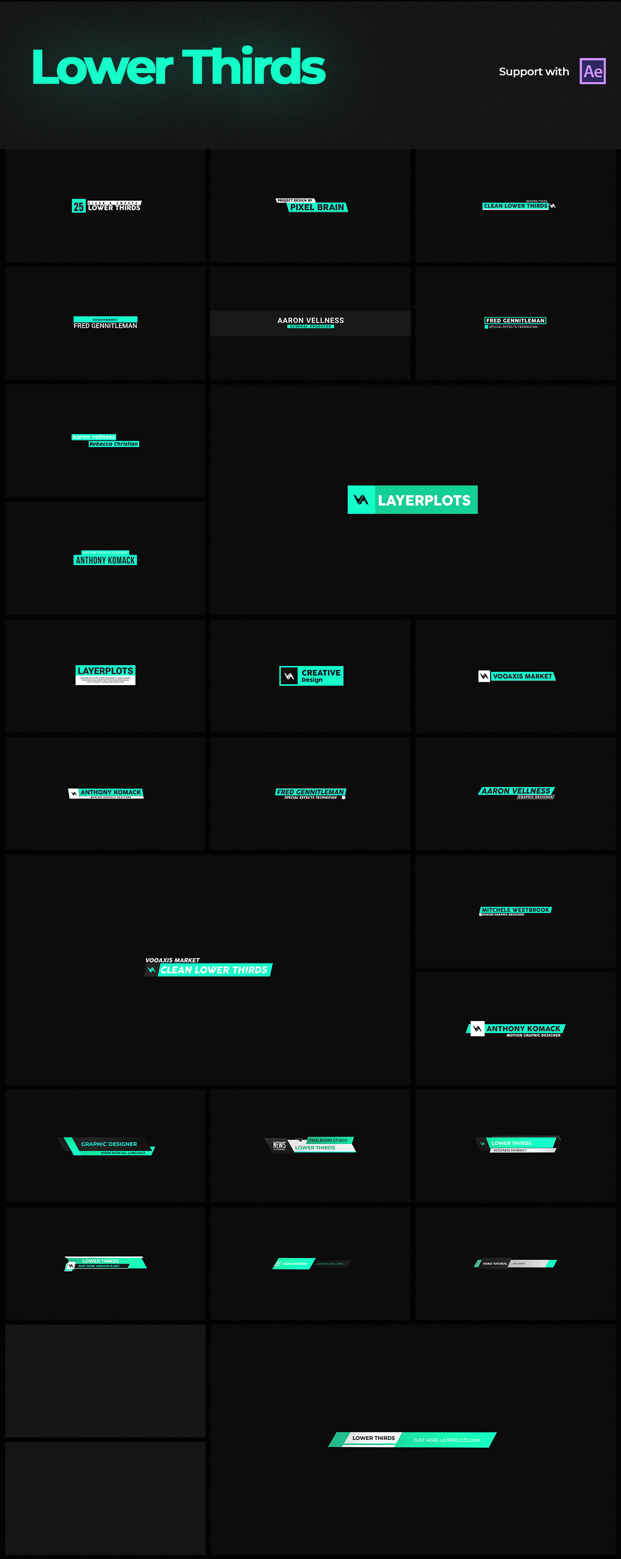 Graphics Lower Thirds After Effects Pack after effect animation auto animate corporate design flat lower 3rds lower thirds vector