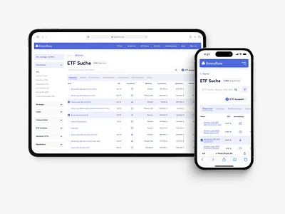 🔍 ETF Search of Finanzfluss clean etf filter finanzfluss finflow fintech search search mask stocks ui ux whitespace