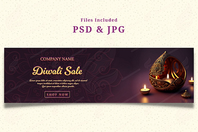 Beautiful Diwali Sale Banner on Purple Background abstract attractive deepawali design diwali diya happy diwali illustration mandala minimal modern pooja sale banner shubh diwali template