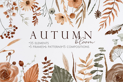 Autumn Bloom Watercolor Clipart app branding design graphic design illustration logo typography ui ux vector