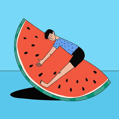 Watermelon berry boy character illustration watermelon