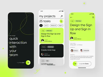 Task Manager App app cards clean clean app color ios manage new popular task task manager team trend ui ux