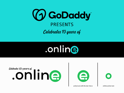 Celebrates 10 years of .online GoDaddy logo .online branding brandinglogodesign custom design domain godaddy logo logodesign modern simple