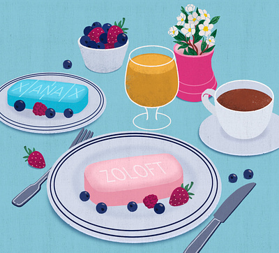Breakfast in the 21st century 2d art breakfast design digital drink flower food graphic illustration procreate psychology