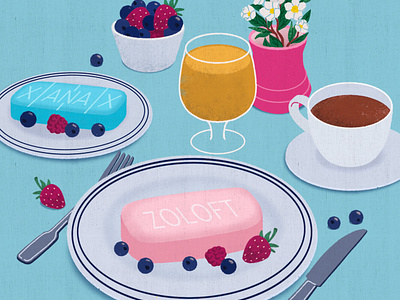 Breakfast in the 21st century 2d art breakfast design digital drink flower food graphic illustration procreate psychology