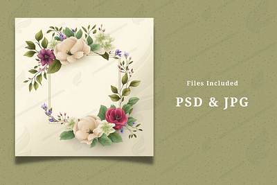 Floral Frame on Beige Background abstract attractive background card card border design floral background frame greeting illustration invitation card minimal modern square template vintage